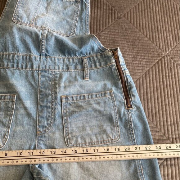 Madewell Women Blue Cotton Adirondak Frayed Hem Shorts Denim Overalls Size L EUC - Picture 7 of 12